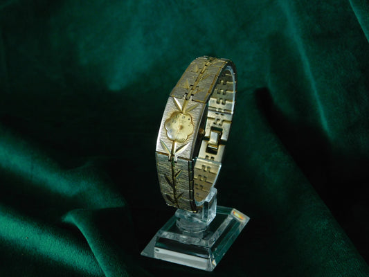 Geneva dual tone flower watch